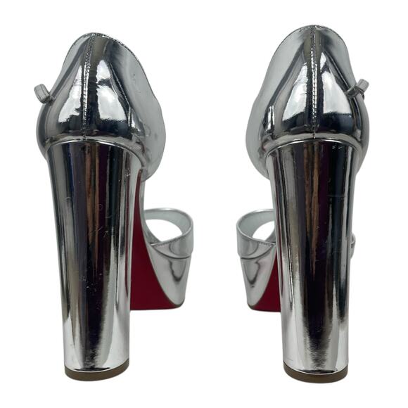 Christian Louboutin Sandaloo 130 Mirrored Platform Sandal Silve Size 38 - Picture 10 of 14